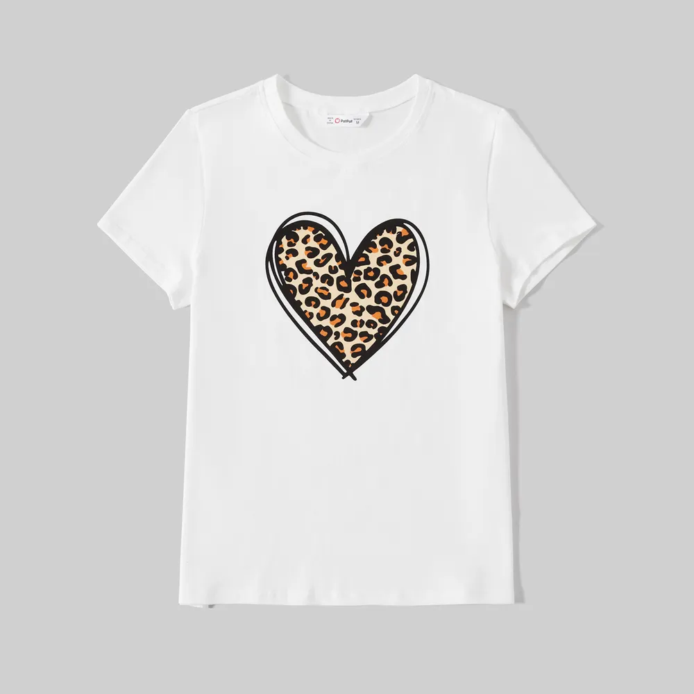 Mommy and Me Leopard Heart Print Cotton Short-sleeve Tee  big image 11