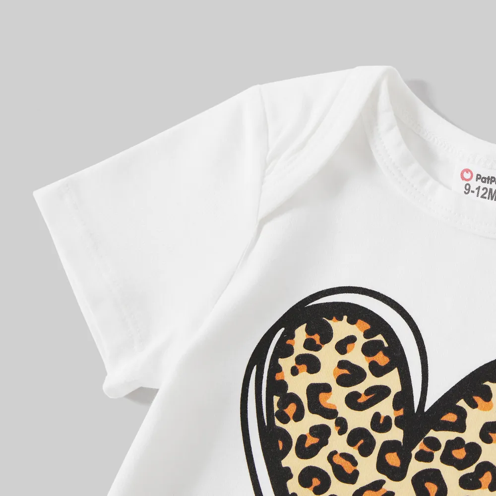 Mommy and Me Leopard Heart Print Cotton Short-sleeve Tee big image 6