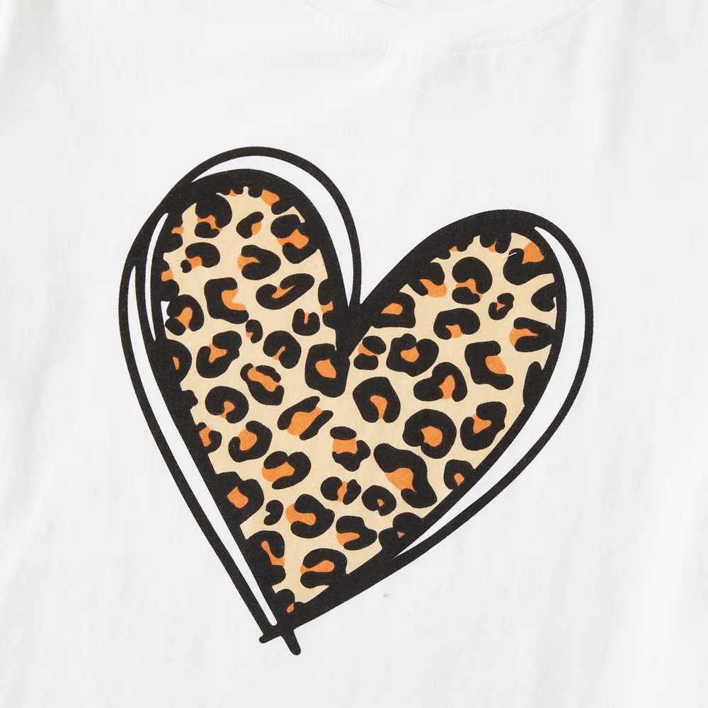 Mommy and Me Leopard Heart Print Cotton Short-sleeve Tee  big image 5