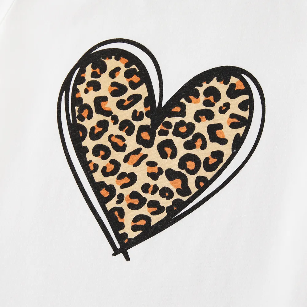 Mommy and Me Leopard Heart Print Cotton Short-sleeve Tee  big image 10