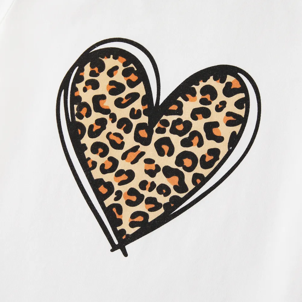 Mommy and Me Leopard Heart Print Cotton Short-sleeve Tee big image 10