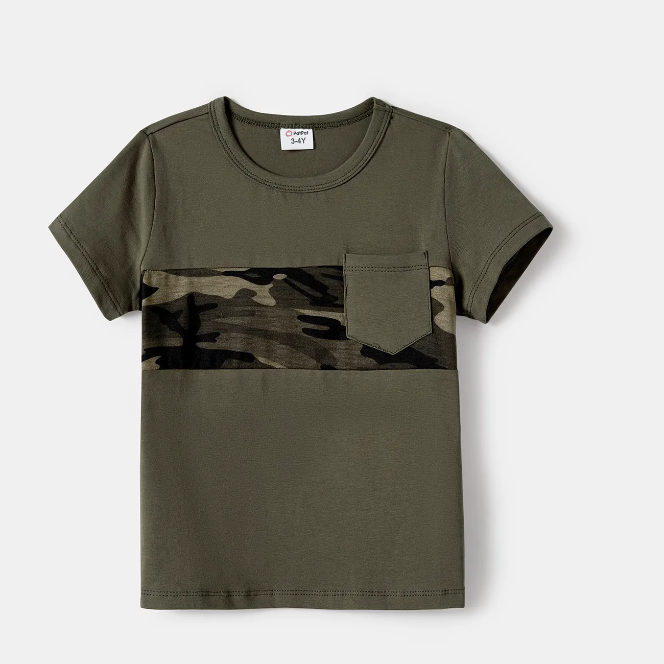 Family Matching Camouflage Tunic Dresses and Patch Pocket T-shirts Sets Army green big image 1