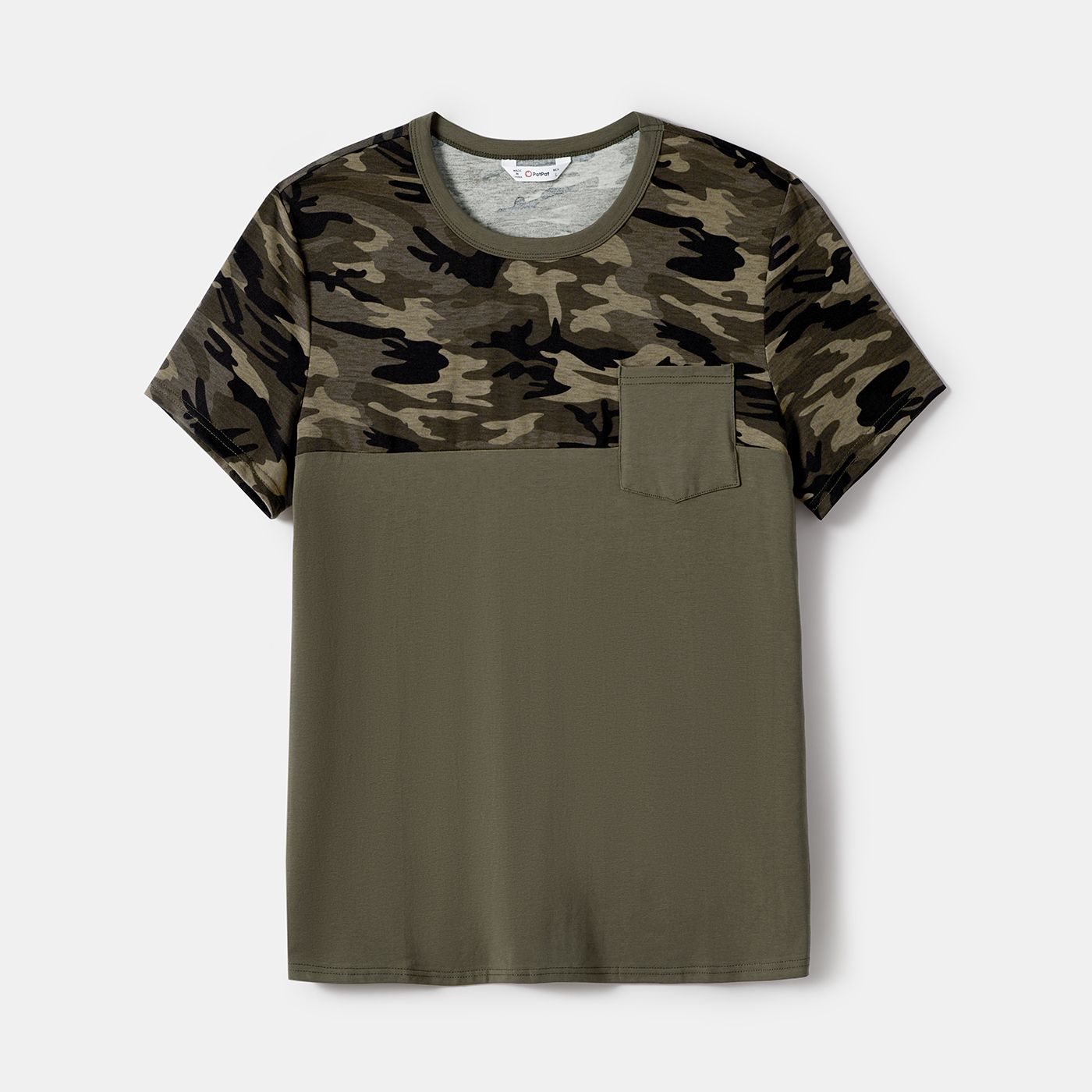 Family Matching Camouflage Tunic Dresses And Patch Pocket T-shirts Sets