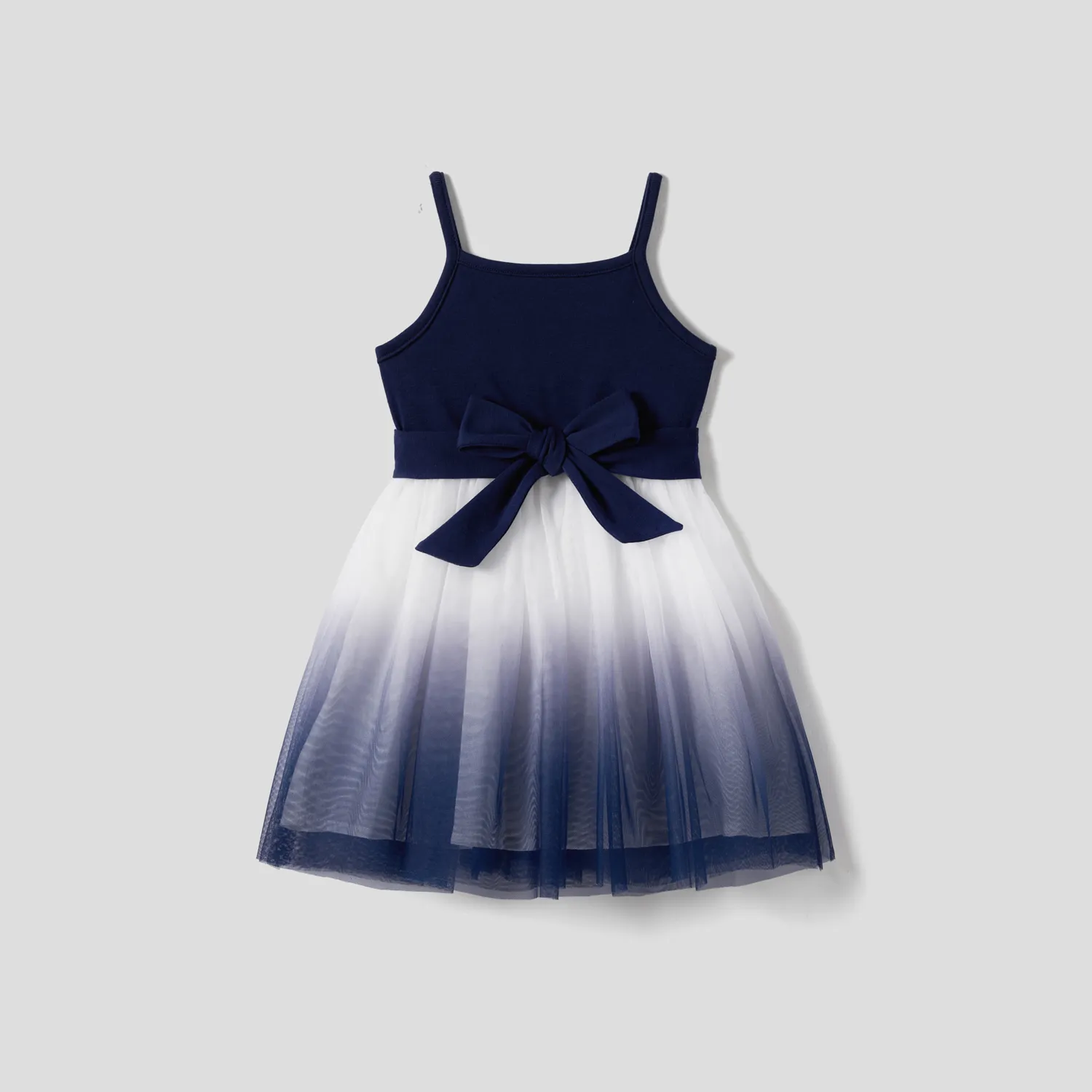 Family Matching Belted Ombre Slip Dresses and Striped Short-sleeve T-shirts Sets  image 1