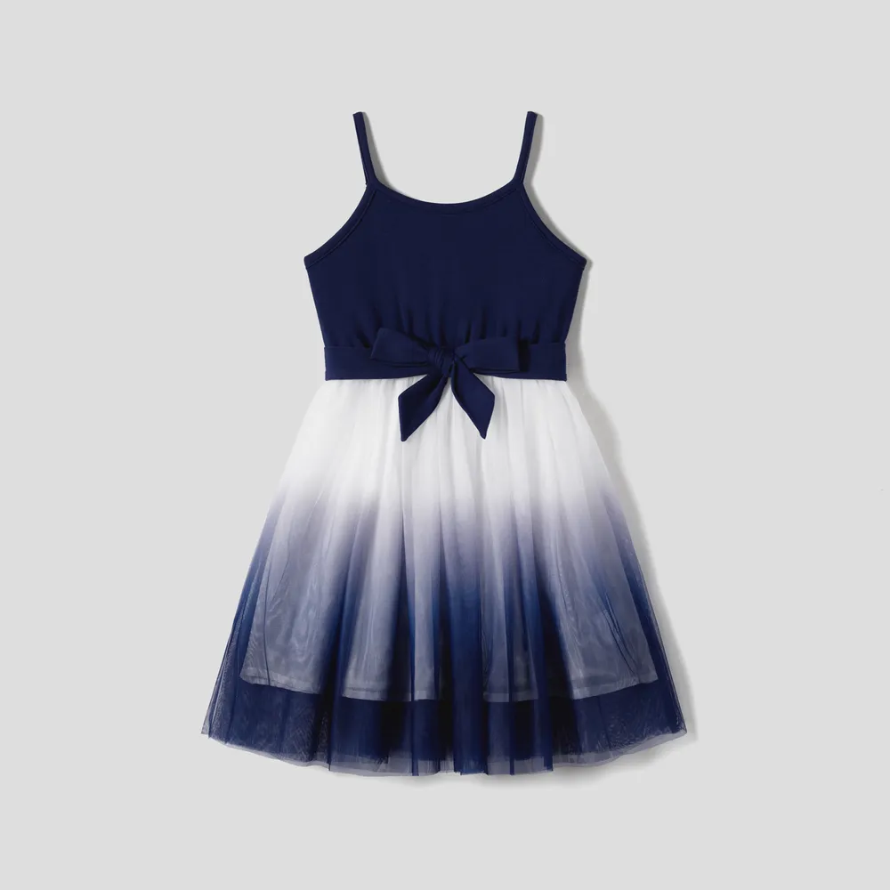 Family Matching Belted Ombre Slip Dresses and Striped Short-sleeve T-shirts Sets  big image 10