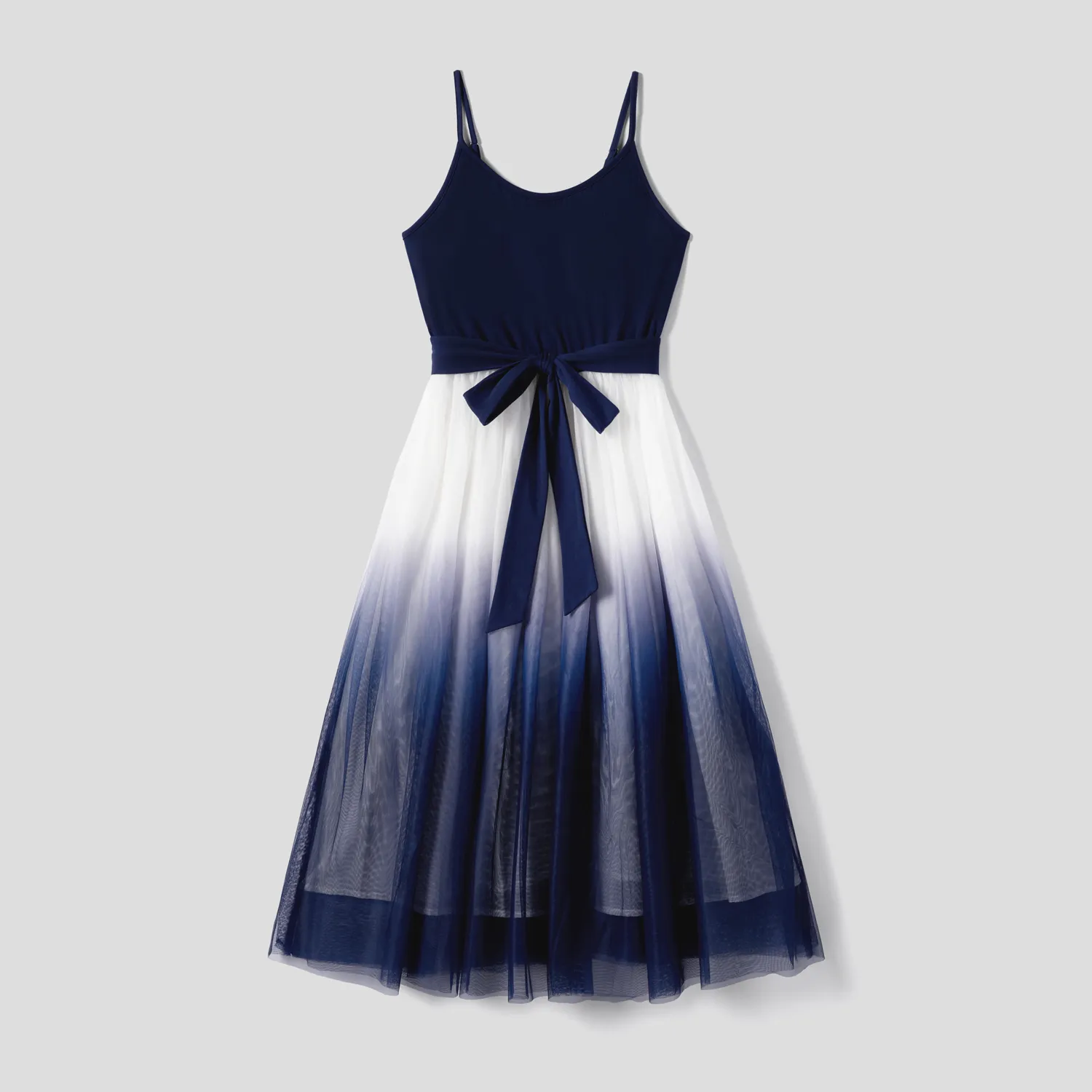 Family Matching Belted Ombre Slip Dresses and Striped Short-sleeve T-shirts Sets  big image 14
