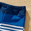 Family Matching Blue Striped Ruffled One Shoulder Cut Out One-piece Swimsuit or Swim Trunks Shorts  image 4