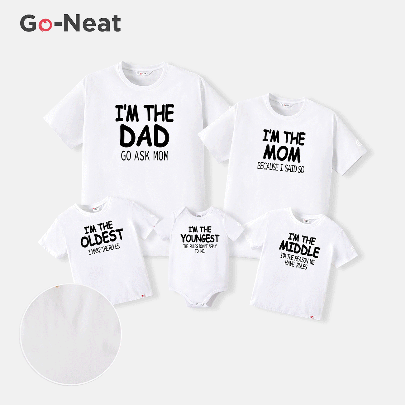 Go-Neat Water Repellent and Stain Resistant Family Matching Letter Print Short-sleeve Tee White big image 1