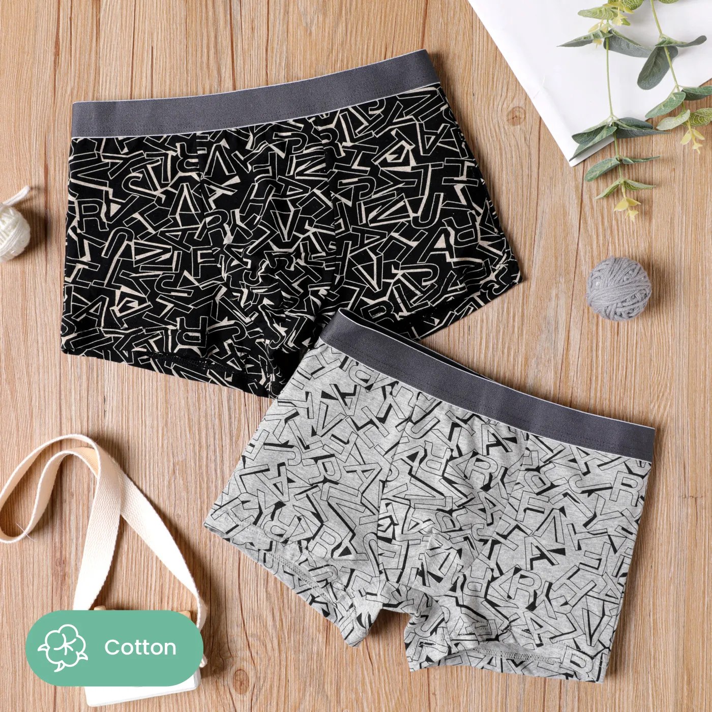 Kid Boy Letter Print Cotton Boxer Briefs Underwear