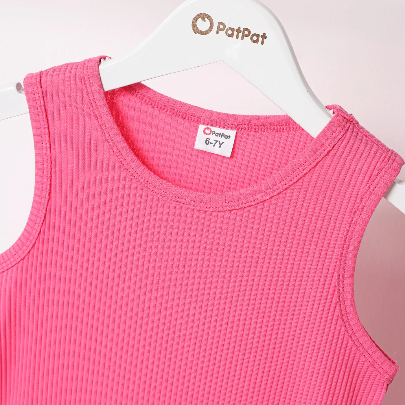 Kid Girl Solid Rib-knit Cotton Tank Dress  image 2