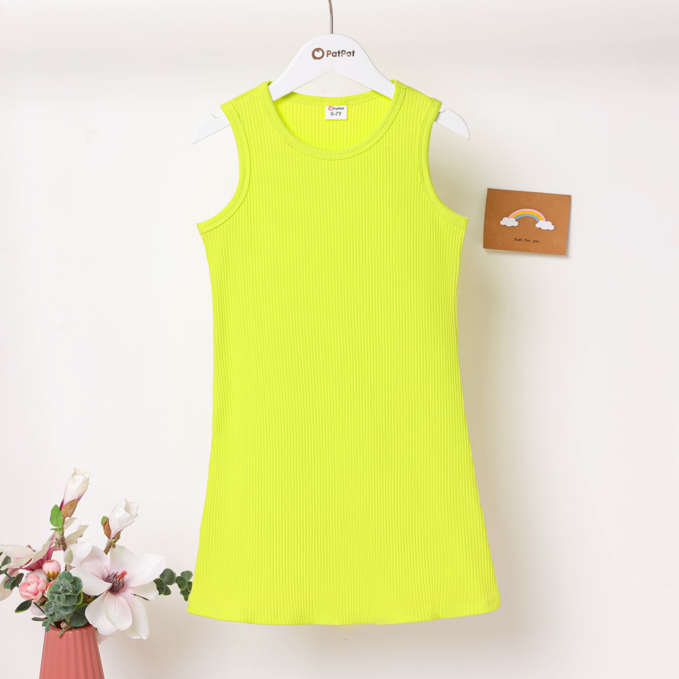 

Kid Girl Solid Rib-knit Cotton Tank Dress