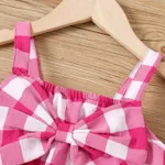 2pcs Toddler Girl Plaid Bow Front Crop Camisole and Raw Trim Flare Leg Jeans Set  image 3