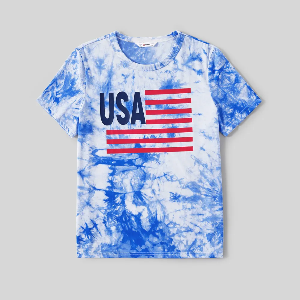 Independence Day Family Matching Graphic Print Tie Dye Short-sleeve T-shirts  big image 6