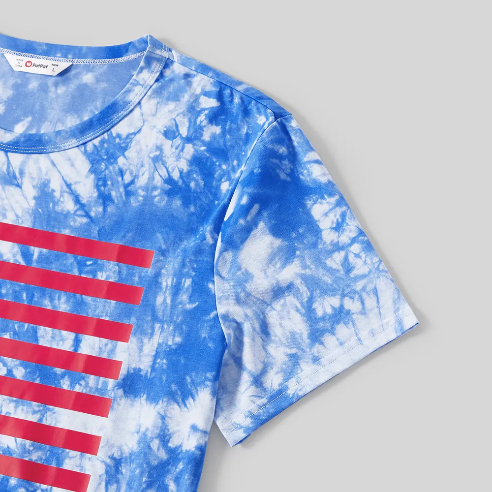 Independence Day Family Matching Graphic Print Tie Dye Short-sleeve T-shirts big image 12