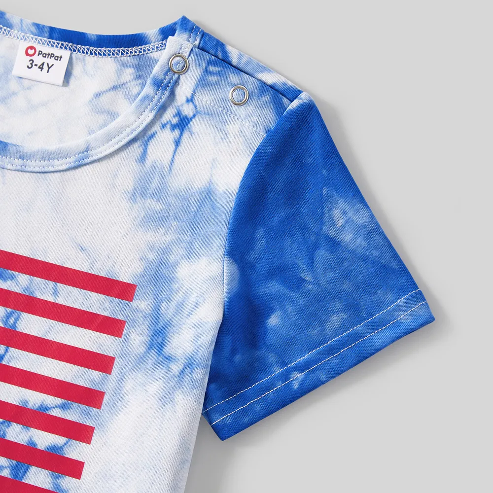 Independence Day Family Matching Graphic Print Tie Dye Short-sleeve T-shirts big image 3