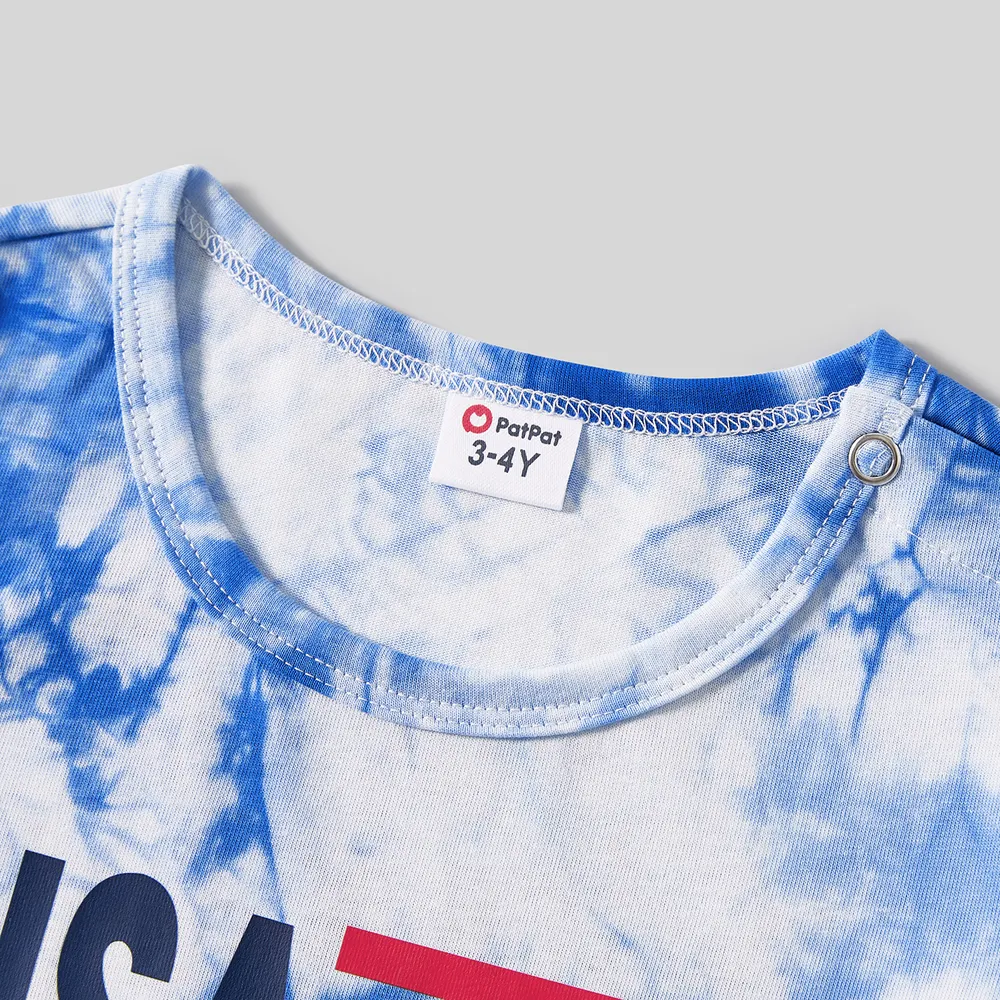 Independence Day Family Matching Graphic Print Tie Dye Short-sleeve T-shirts big image 4