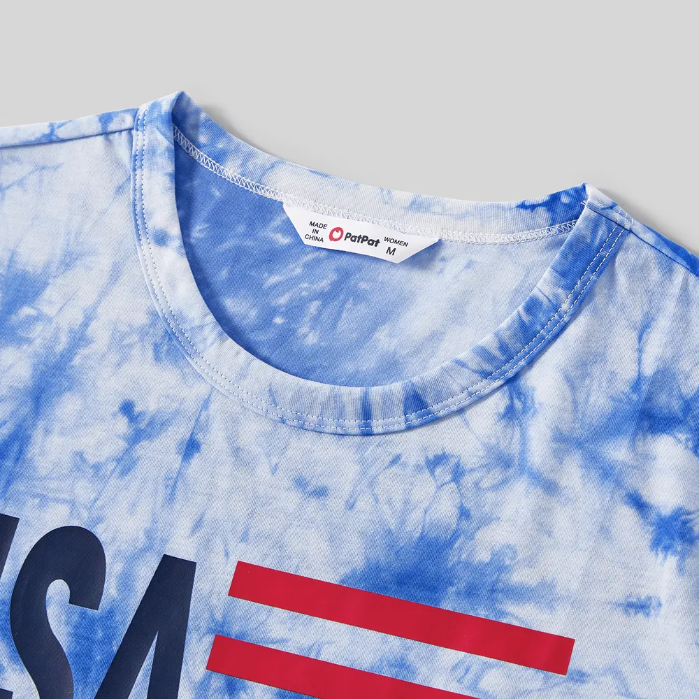 Independence Day Family Matching Graphic Print Tie Dye Short-sleeve T-shirts big image 7