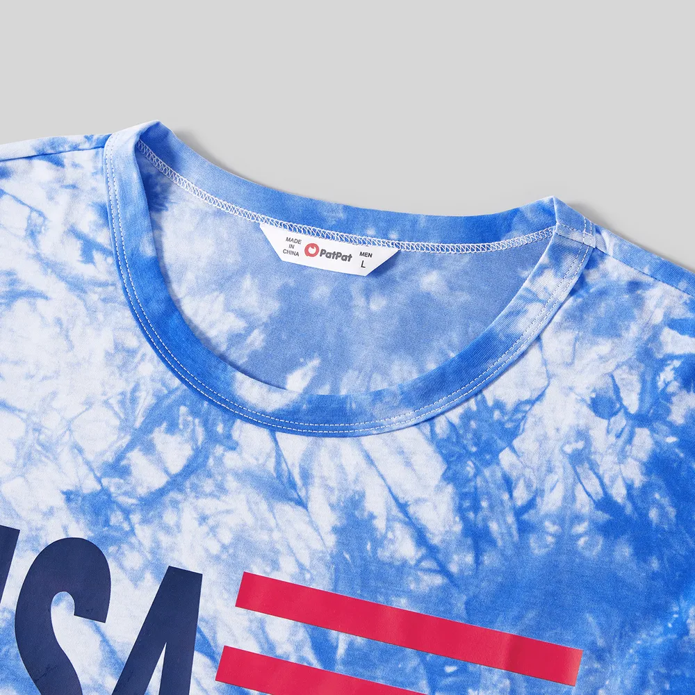 Independence Day Family Matching Graphic Print Tie Dye Short-sleeve T-shirts big image 11