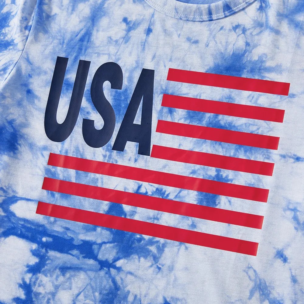 Independence Day Family Matching Graphic Print Tie Dye Short-sleeve T-shirts big image 13