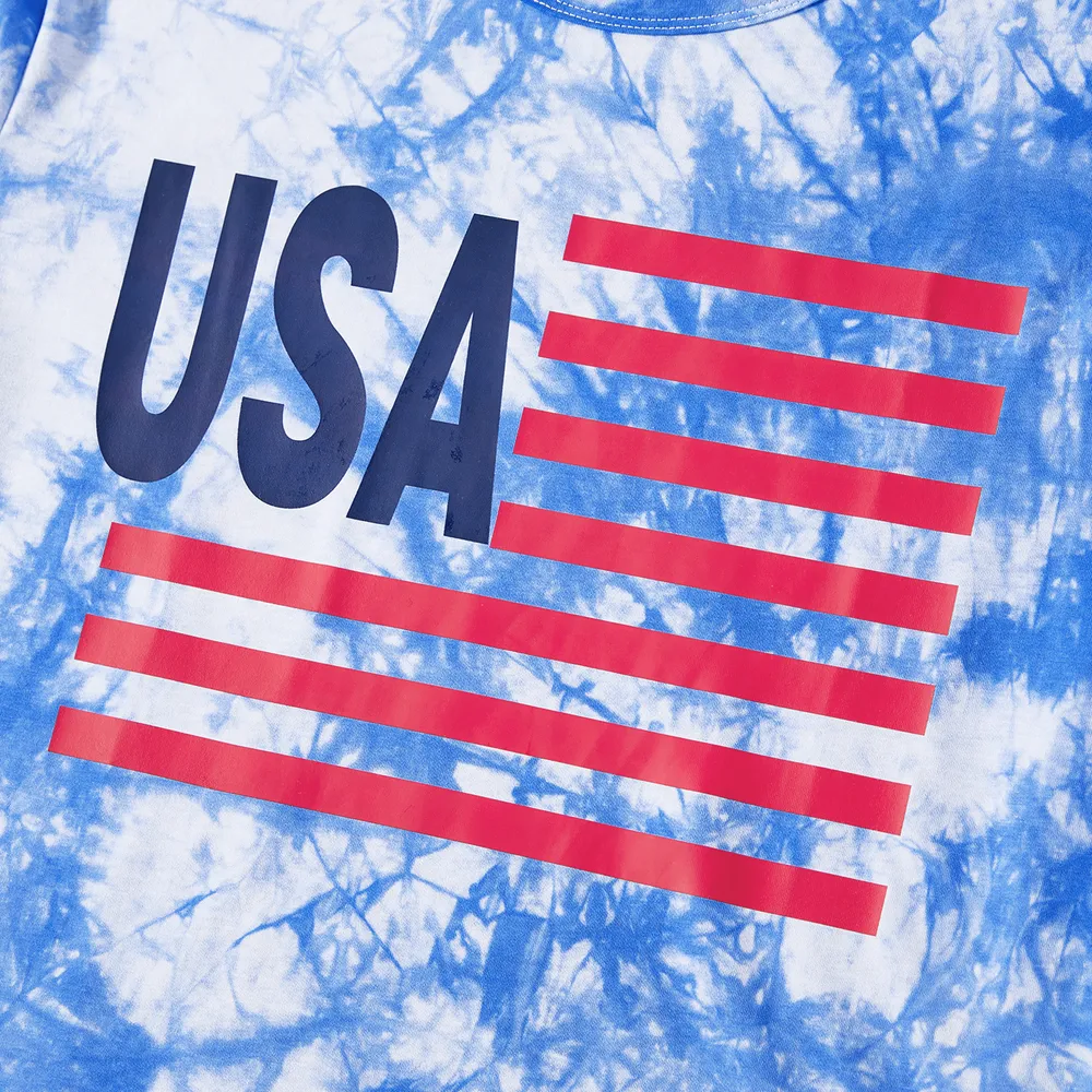 Independence Day Family Matching Graphic Print Tie Dye Short-sleeve T-shirts big image 8