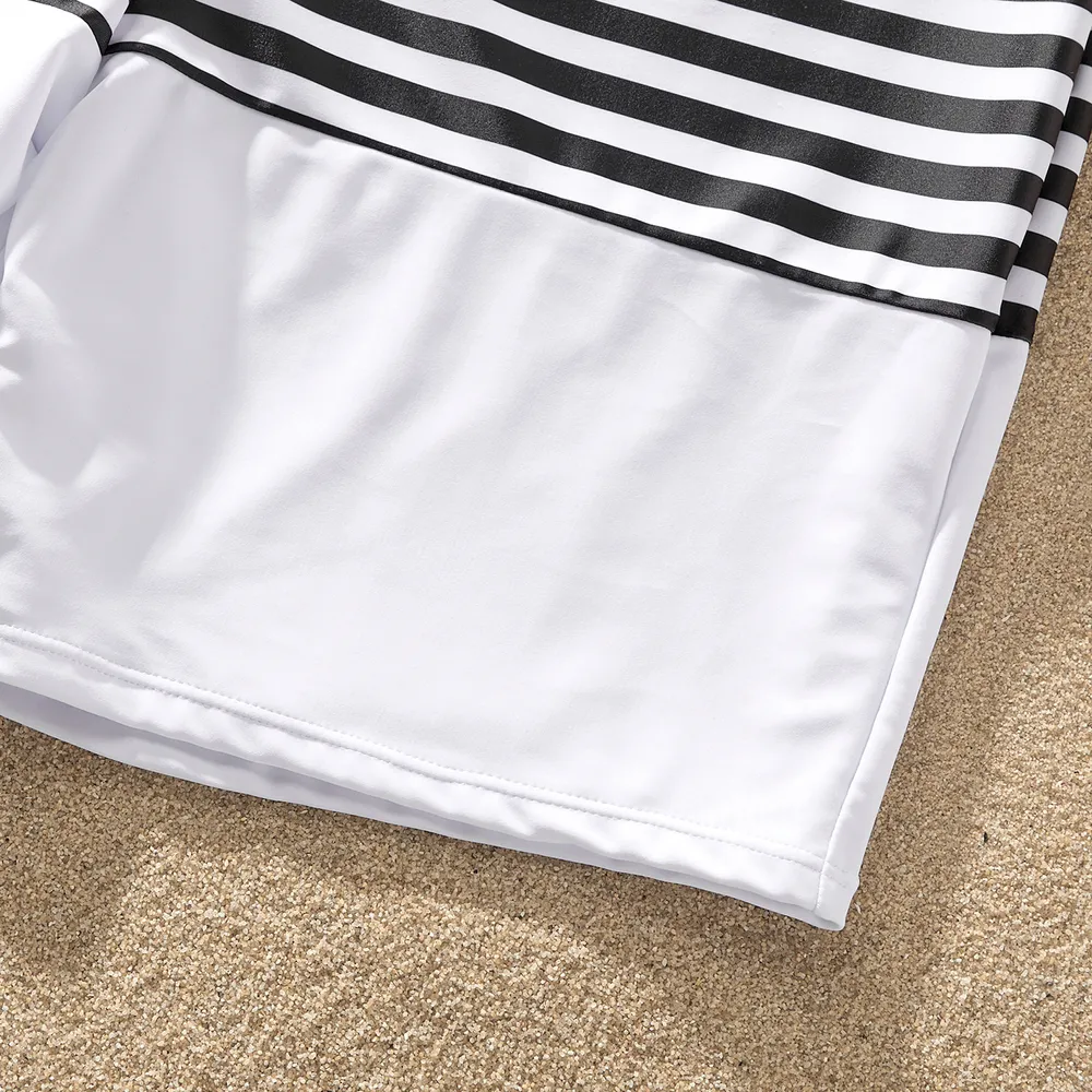 Family Matching Two Tone One-piece Swimsuit or Stripe Panel Swim Trunks Shorts big image 14