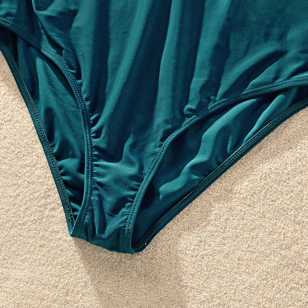 Family Matching Two Tone One-piece Swimsuit or Stripe Panel Swim Trunks Shorts big image 11