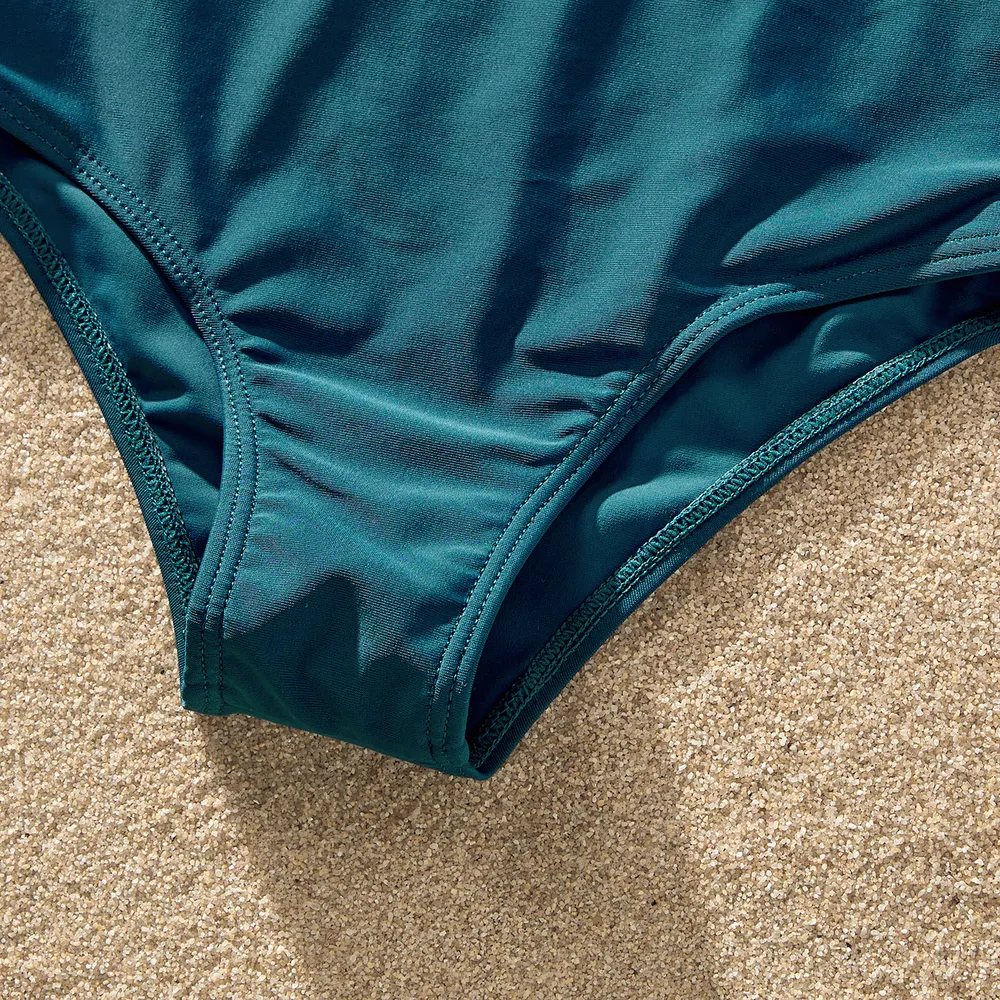 Family Matching Two Tone One-piece Swimsuit or Stripe Panel Swim Trunks Shorts big image 8