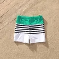 Family Matching Two Tone One-piece Swimsuit or Stripe Panel Swim Trunks Shorts  image 1