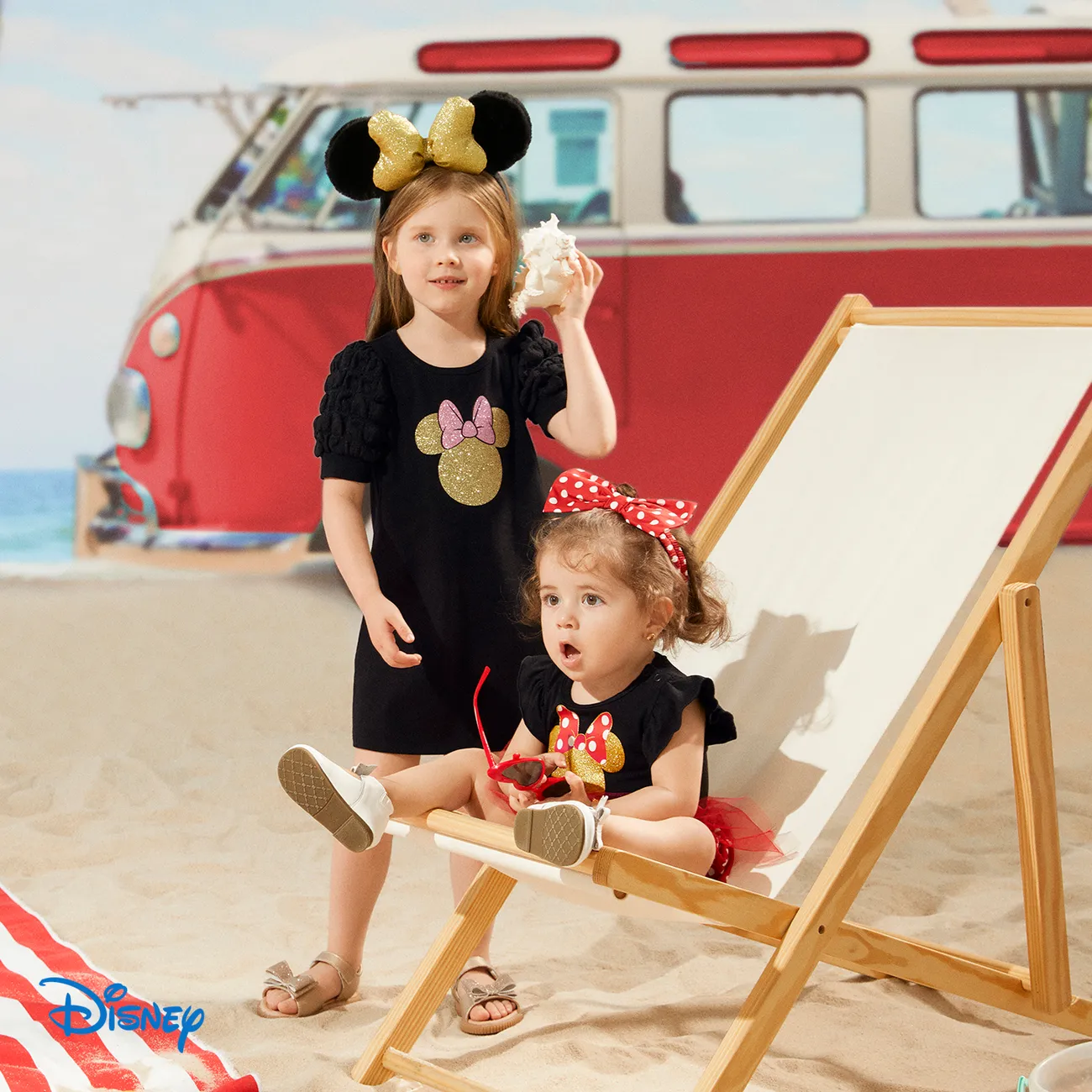 Disney Mickey and Friends Family Matching Black Cotton Short-sleeve Graphic Dress or Tee Black big image 1