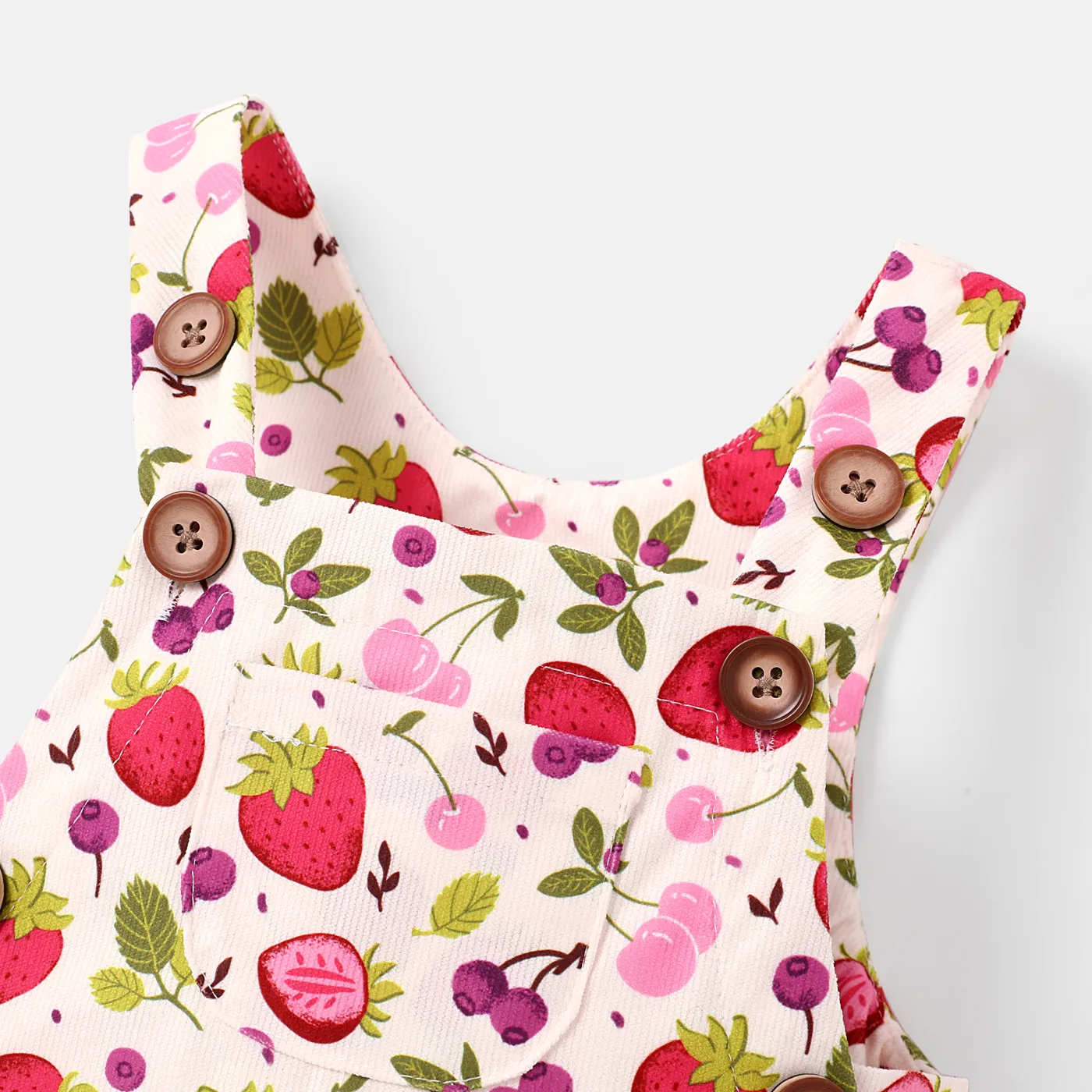Baby Girl Allover Strawberry & Cherry Print Tank Jumpsuit Apricot image 6