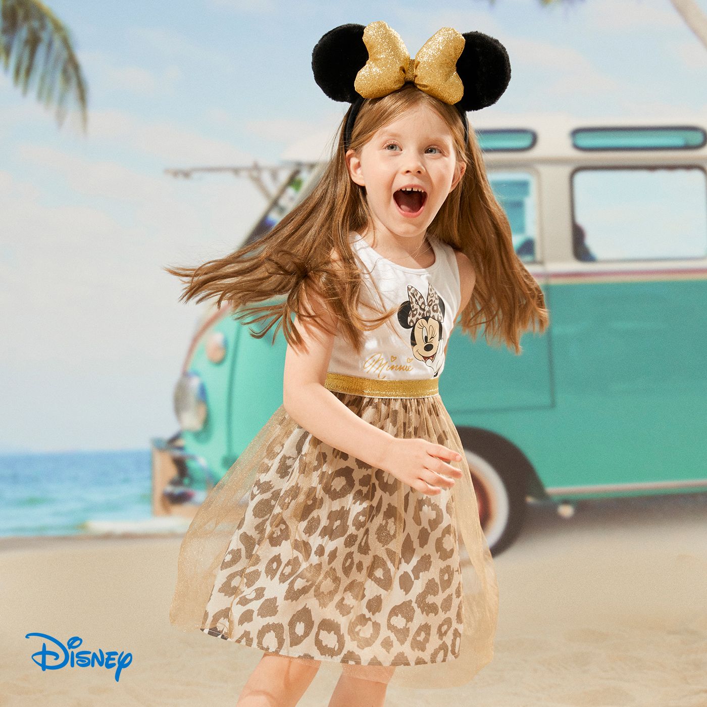 

Disney Mickey and Friends Toddler/Kid Girl Leopard Panel Mesh Overlay Tank Dress