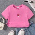 Kinder Mädchen Kordelzug Obst und Gemüse Kurzärmelig T-Shirts rosa