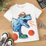 Kid Boy Dinosaur Print Tee White
