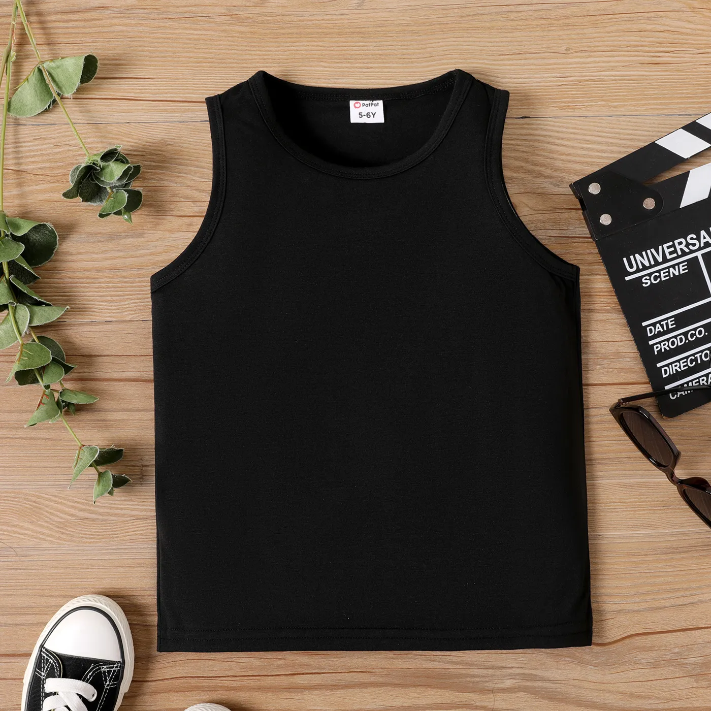 Kid Boy Simple Plain Tank Top Black
