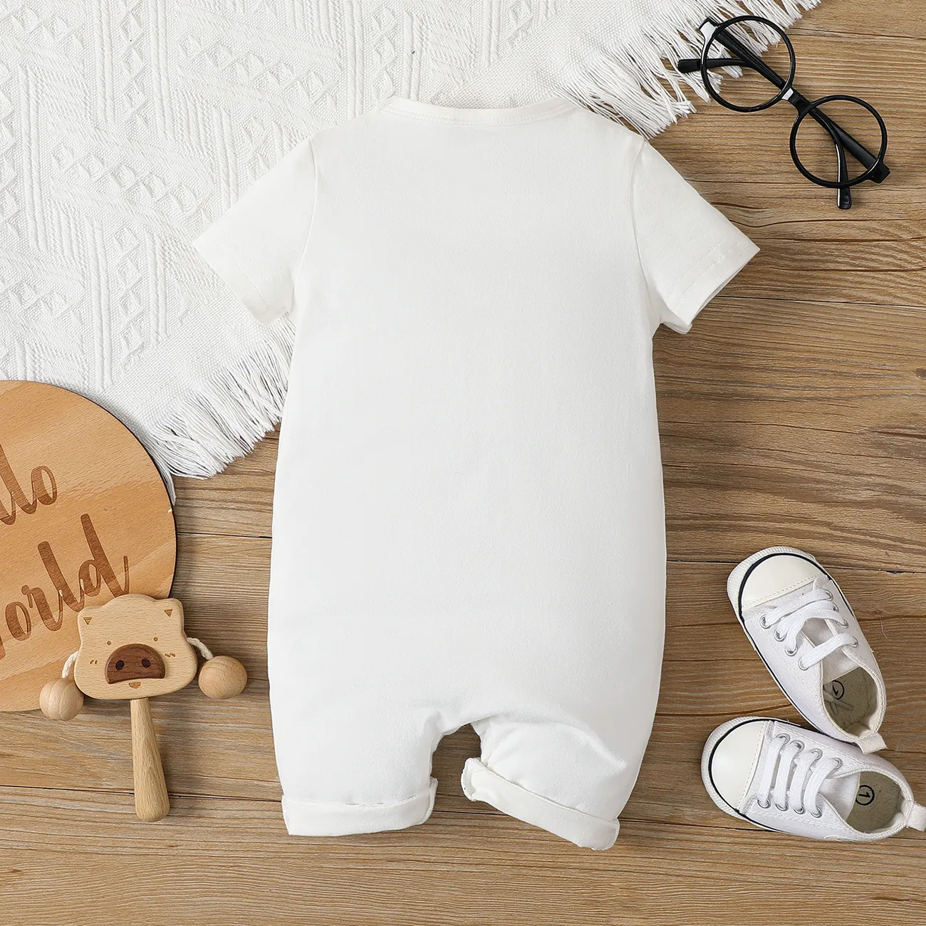 Father's Day Baby Girl/Boy 97% Cotton Letter Print Short-sleeve Jumpsuit  Only CAD $11.77 PatPat CA Mobile