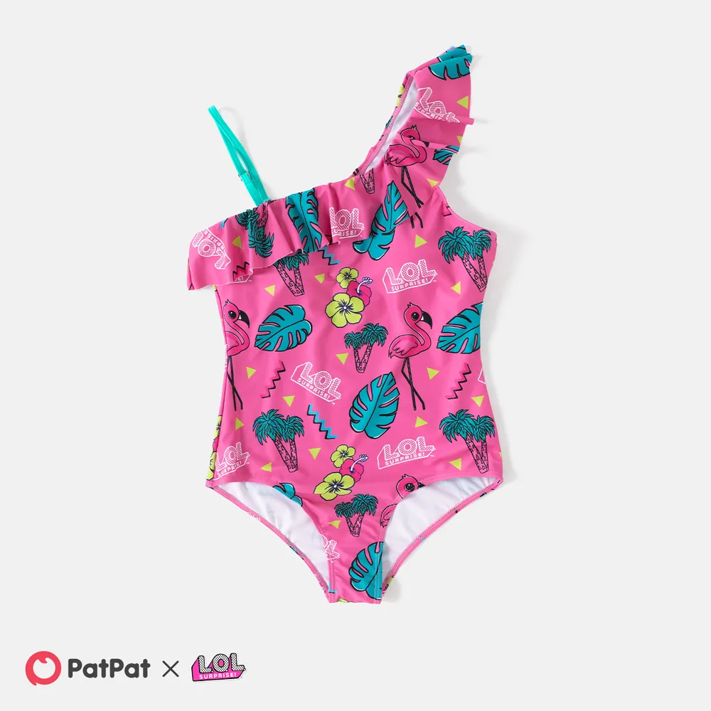 L.O.L. Surprise Mommy and Me Allover Print One Shoulder Ruffled One-piece Swimsuit big image 3