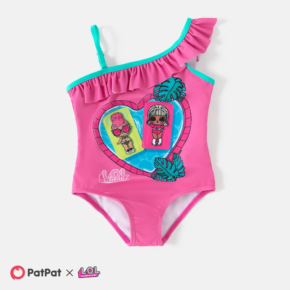 L.O.L. Surprise Mommy and Me Allover Print One Shoulder Ruffled One-piece Swimsuit big image 2