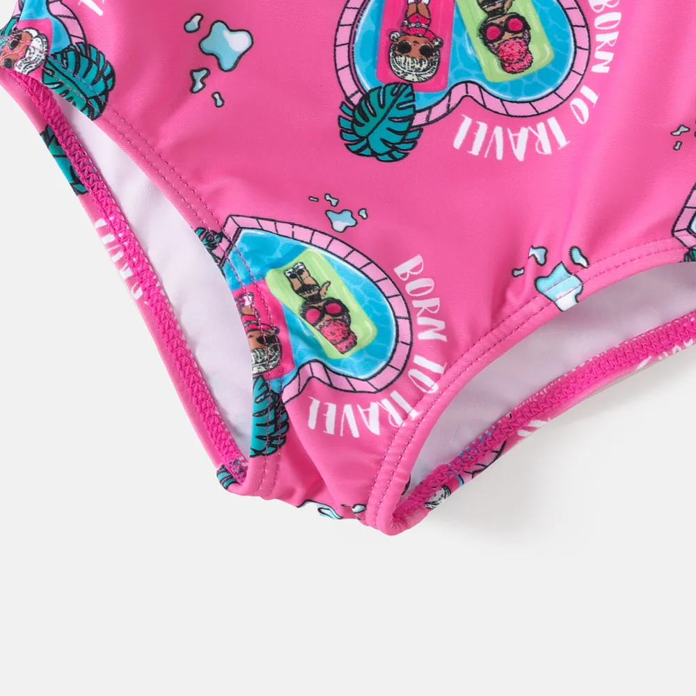 L.O.L. Surprise Mommy and Me Allover Print One Shoulder Ruffled One-piece Swimsuit big image 10