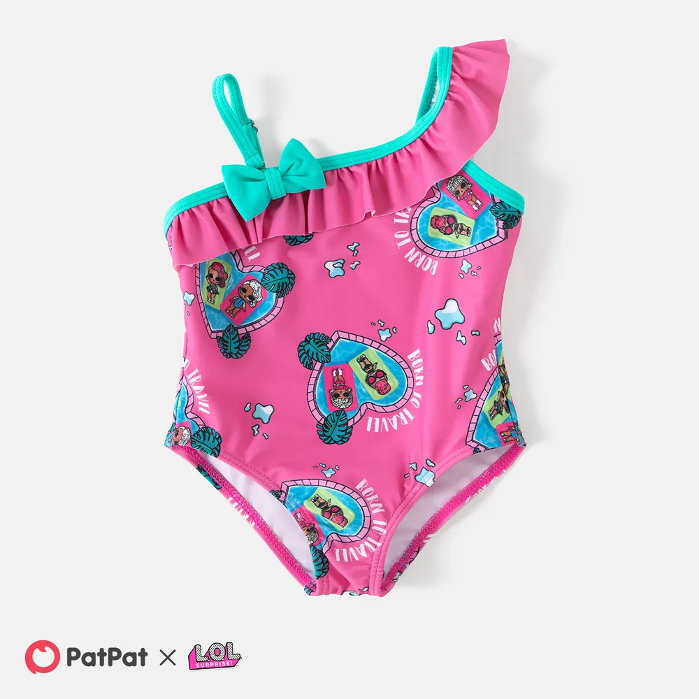 L.O.L. Surprise Mommy and Me Allover Print One Shoulder Ruffled One-piece Swimsuit big image 4