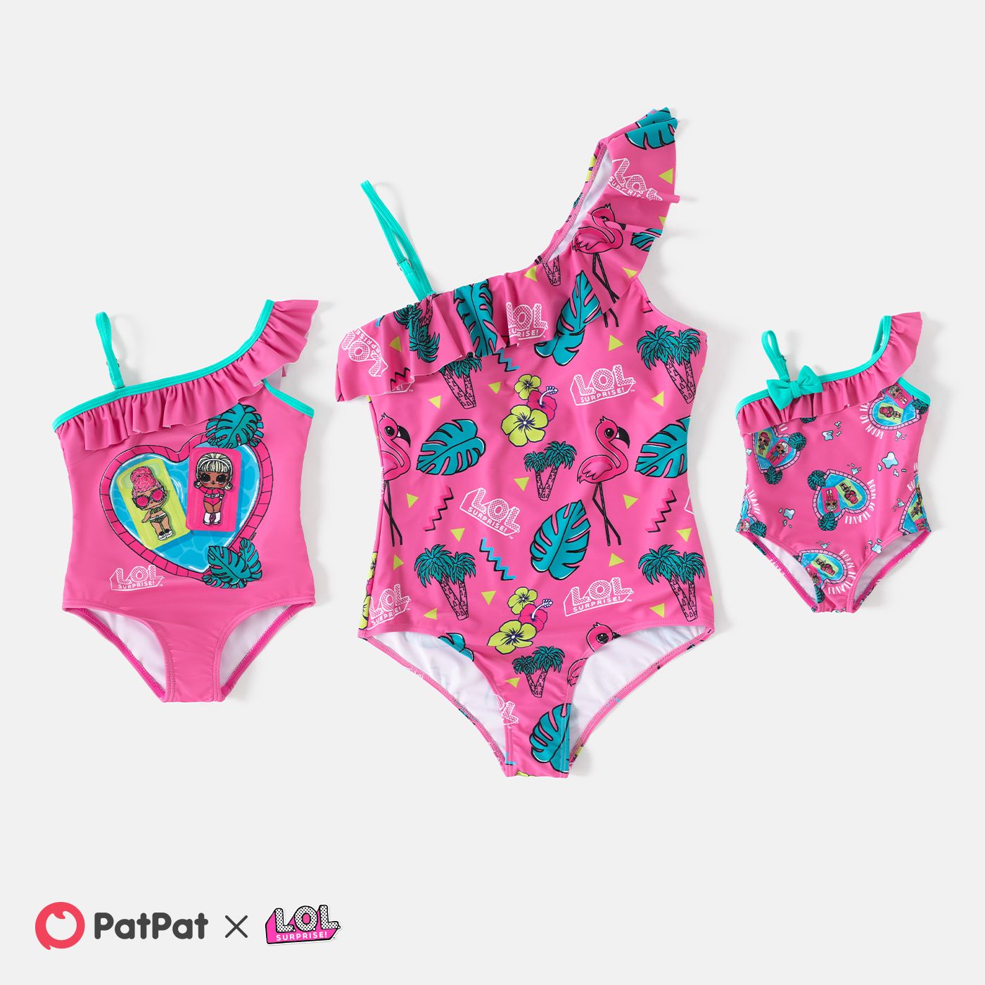 

L.O.L. Surprise Mommy and Me Allover Print One Shoulder Ruffled One-piece Swimsuit