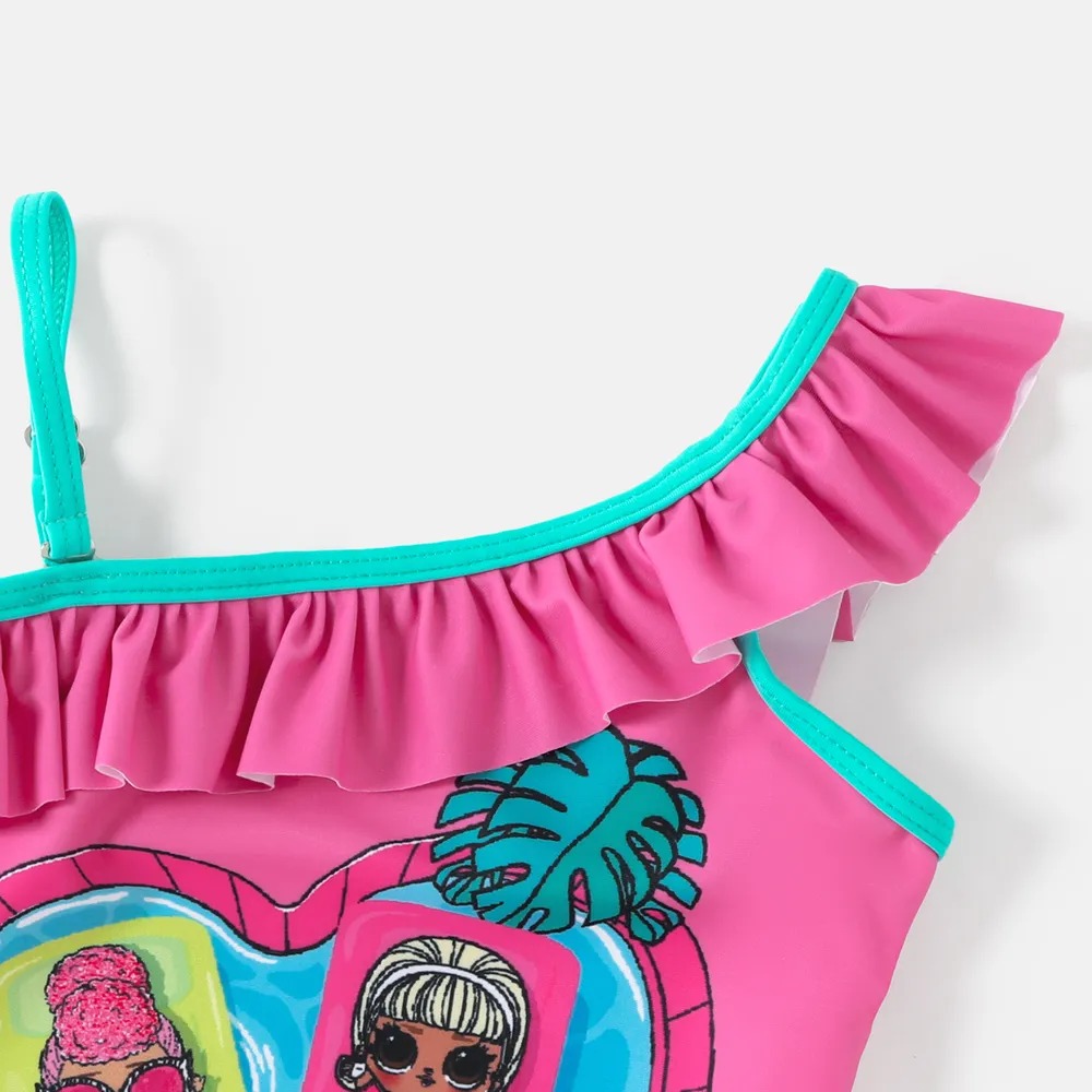 L.O.L. Surprise Mommy and Me Allover Print One Shoulder Ruffled One-piece Swimsuit big image 7