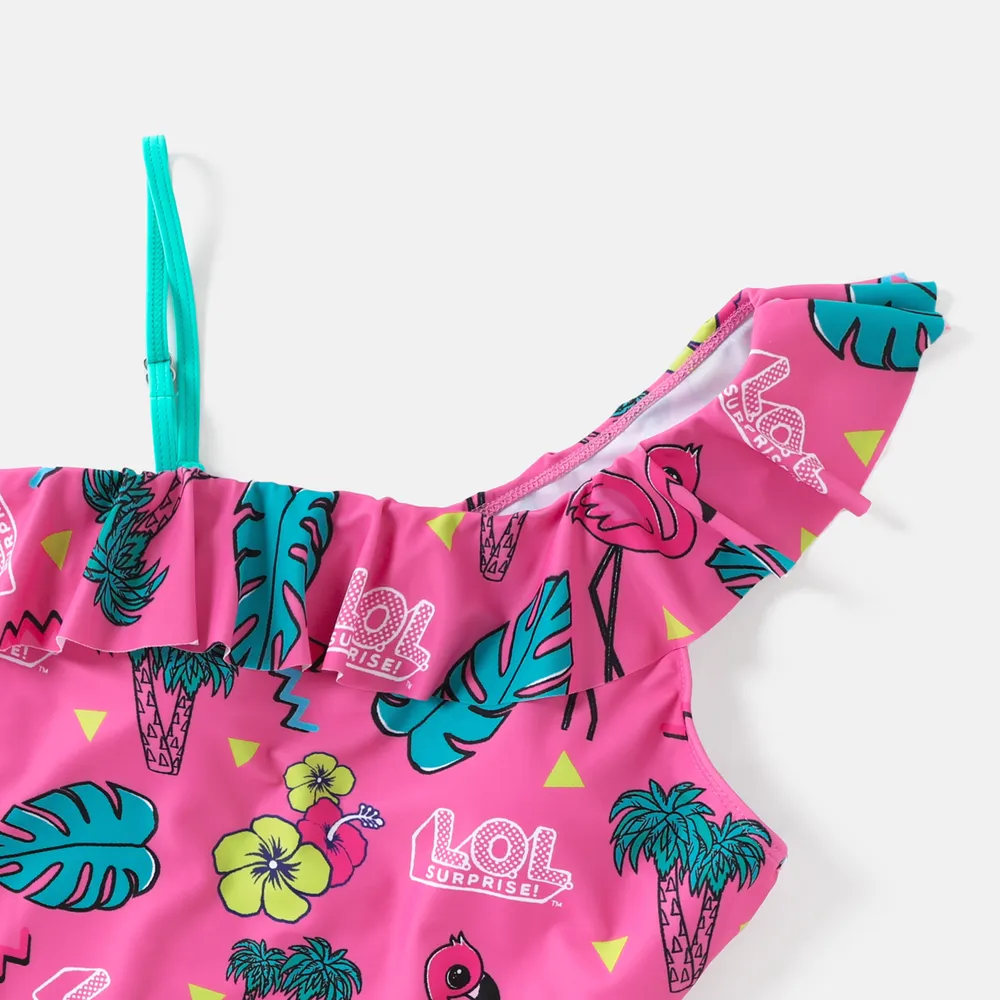 L.O.L. Surprise Mommy and Me Allover Print One Shoulder Ruffled One-piece Swimsuit big image 8