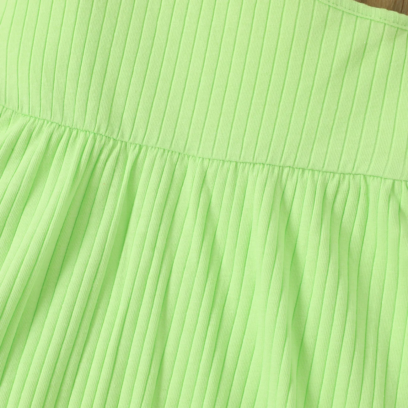 Enfant en bas âge Fille Épaule oblique Basique Robes Vert big image 1