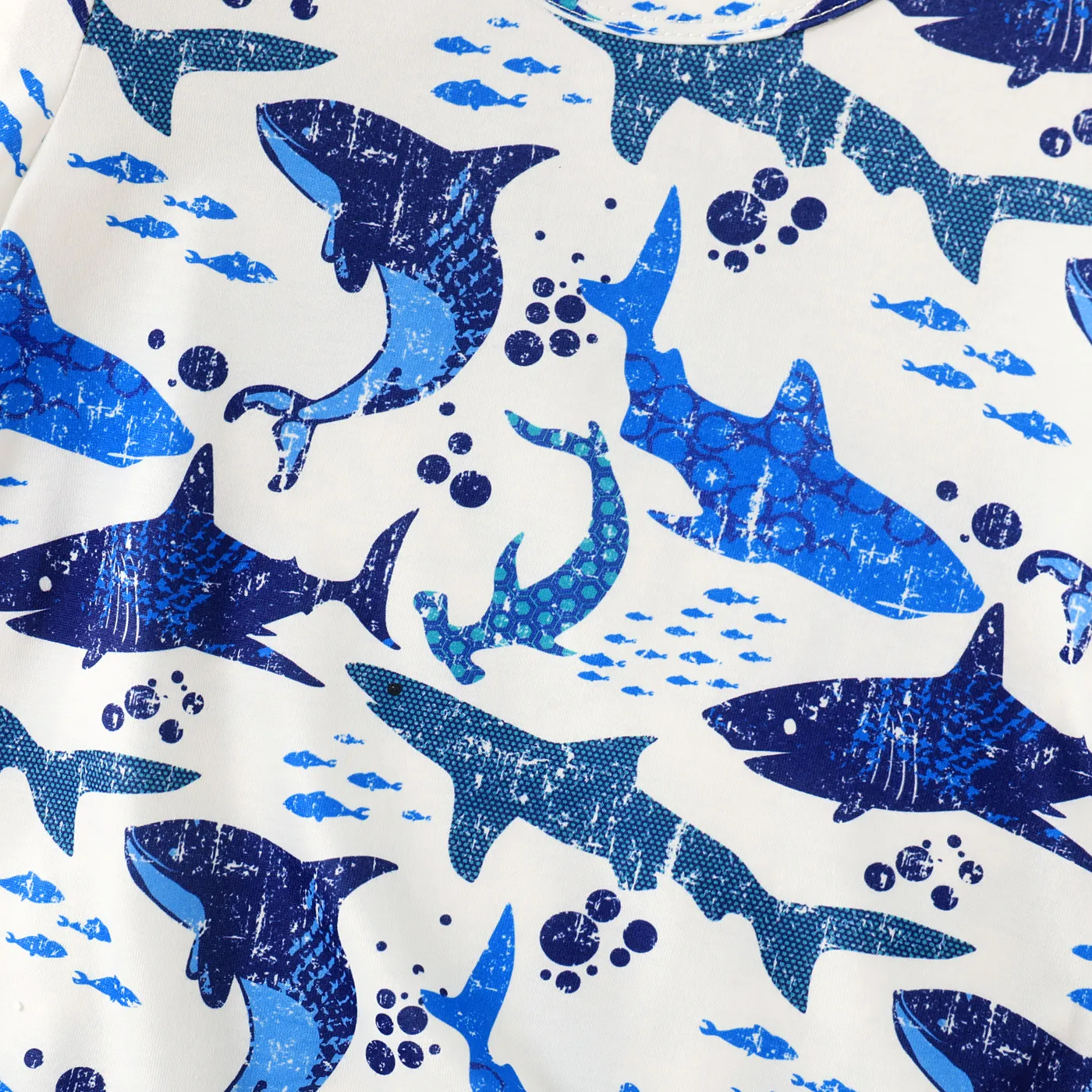 Toddler Boy Shark / Letter Print Short-sleeve Tee   Blue image 5