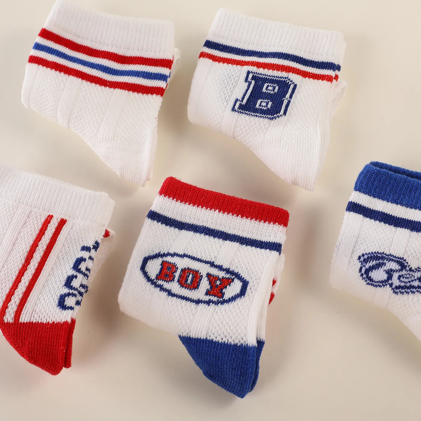 5 Pairs Toddler / Kid Number Letter Graphic Striped Colorblock Socks  big image 8