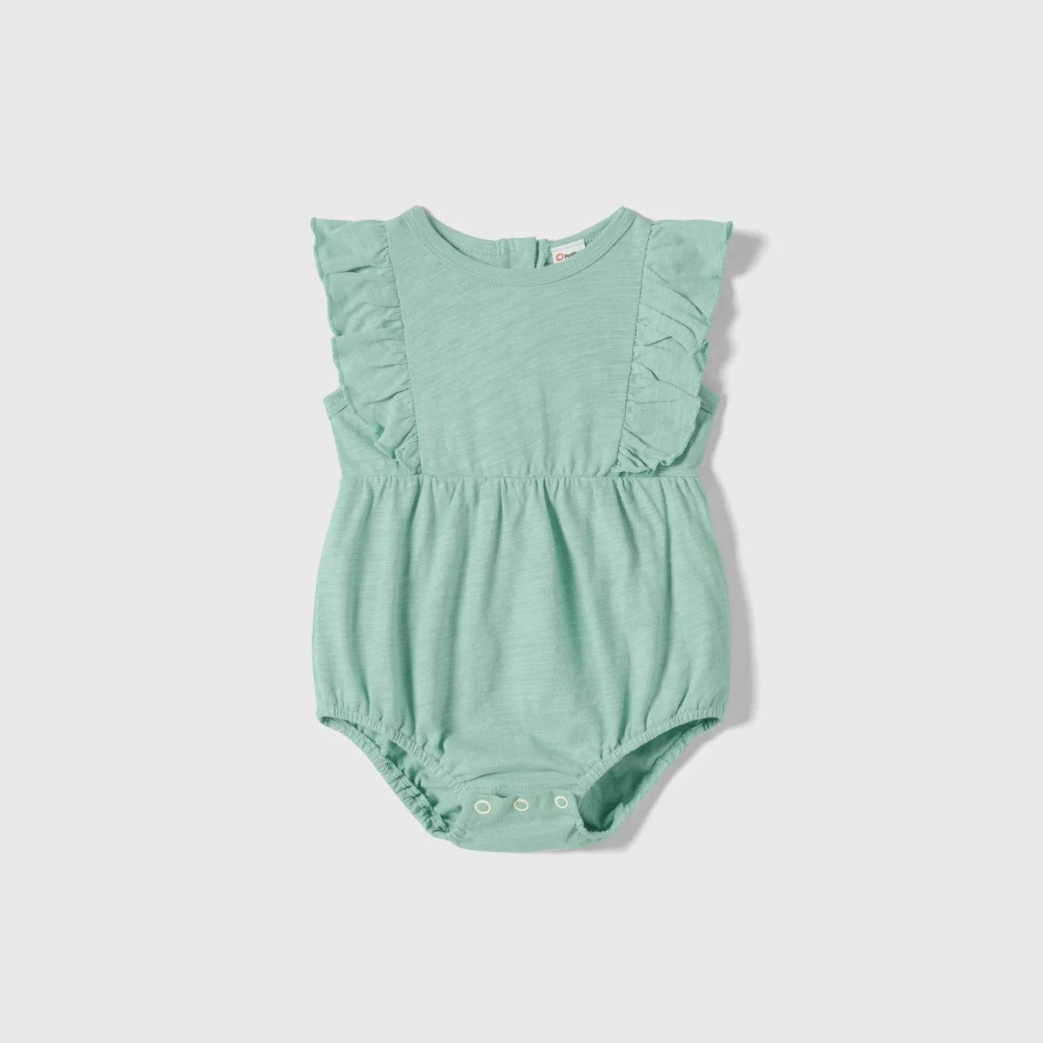 Family Matching Ruffled Tank Dresses and Color Block Short-sleeve T-shirts Sets Green big image 1