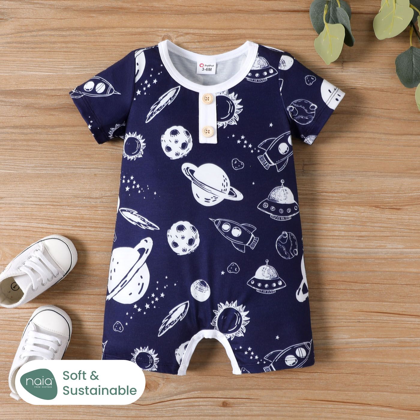 

Naia™ Baby Boy Allover Planet Print Short-sleeve Romper