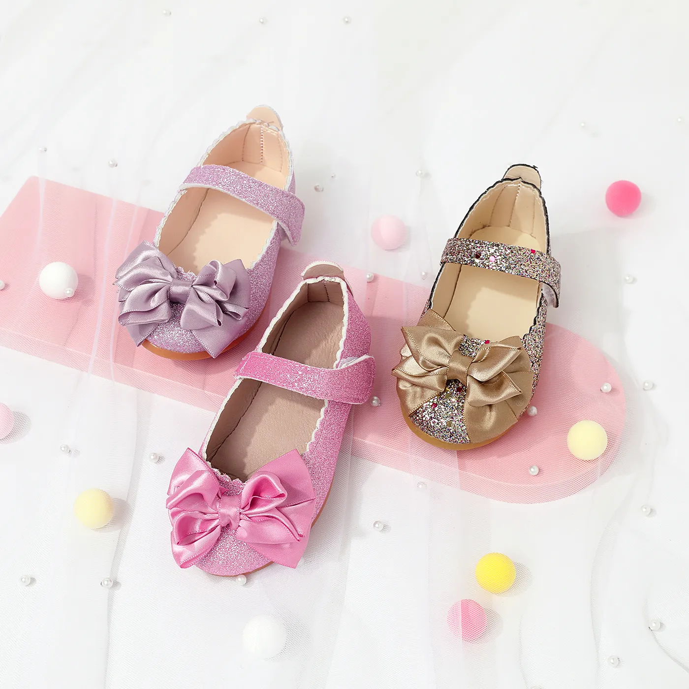 Toddler / Kid Bow Decor Glitter Mary Jane Shoes  image 2