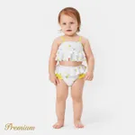 2pcs Baby Girl Allover Floral Print Layered Ruffled Strappy Two-piece Swimsuit ORIGINALWHITE image 2