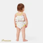 2pcs Baby Girl Allover Floral Print Layered Ruffled Strappy Two-piece Swimsuit ORIGINALWHITE image 3